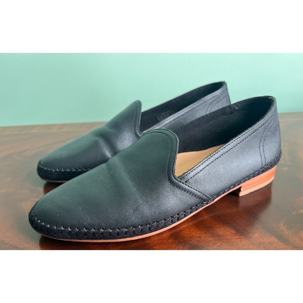 Soludos‎ Womens Black Slip On Leather Flats Size 5.5
